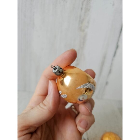 Vintage copper gold indent mini ball Mercury glass glitter ornament unique Xmas - Picture 15 of 16